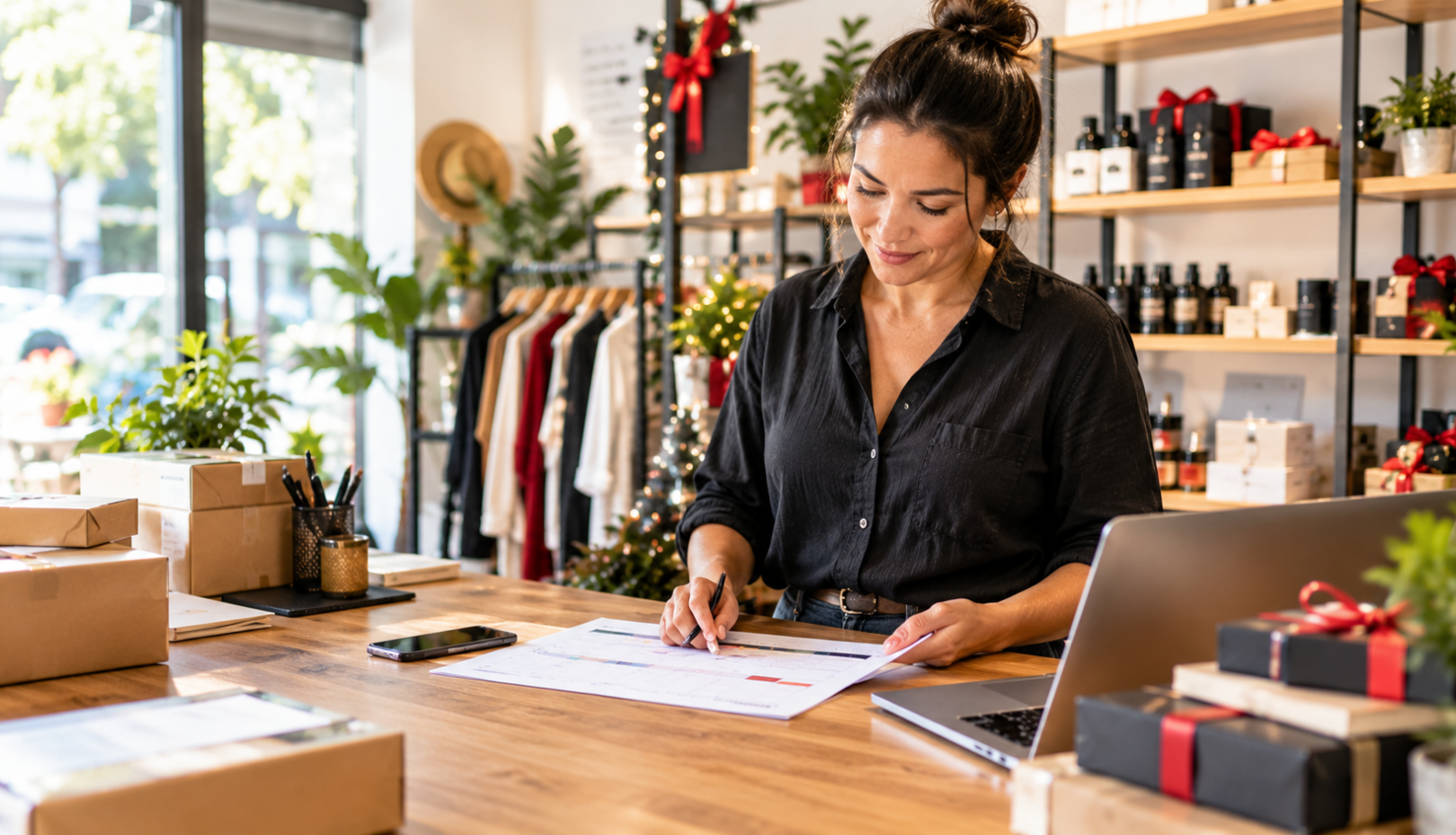 Boutique Owner Planning Holiday Orders